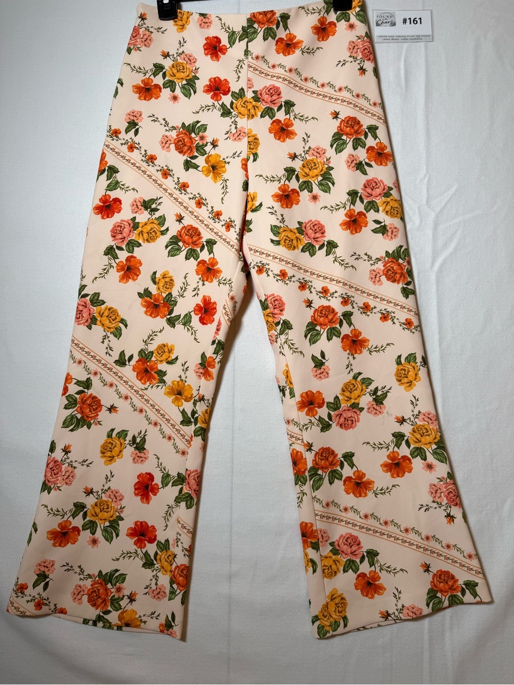 Alexia Admor Peach Floral Wide-Leg Cropped Pants with Orange & Yellow Roses